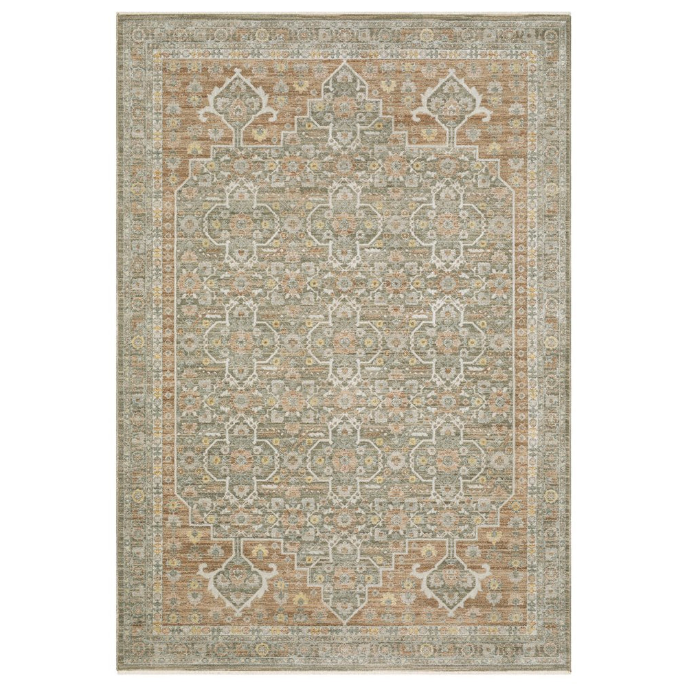 Oriental Weavers Keaton Indoor Area Rug: Modern Traditional Design With Soft Textured Pile And Earthy Tones Rust,Green Polyester Kkea01068235st
