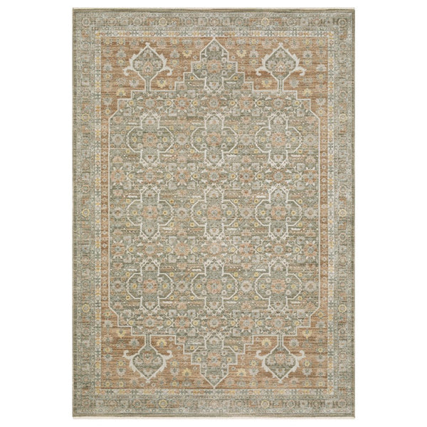 Oriental Weavers Keaton Indoor Area Rug: Modern Traditional Design With Soft Textured Pile And Earthy Tones Rust,Green Polyester Kkea01068235st