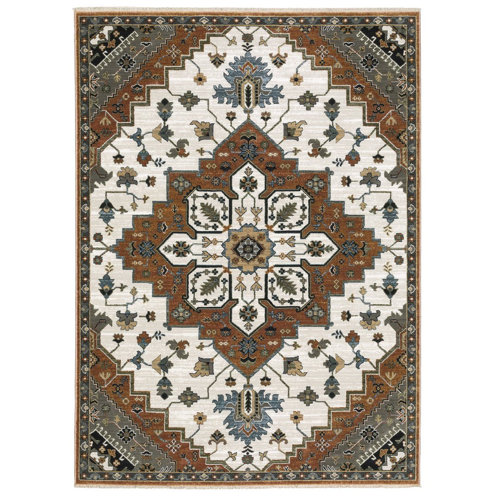 Oriental Weavers Keira Multi-tonal Area Rug - Elegant Persian Motifs In Rich Colors For A Cozy Indoor Ambiance Rust,Ivory Polyester Kkei03160235st