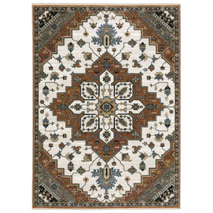 Oriental Weavers Keira Multi-tonal Area Rug - Elegant Persian Motifs In Rich Colors For A Cozy Indoor Ambiance Rust,Ivory Polyester Kkei03160235st