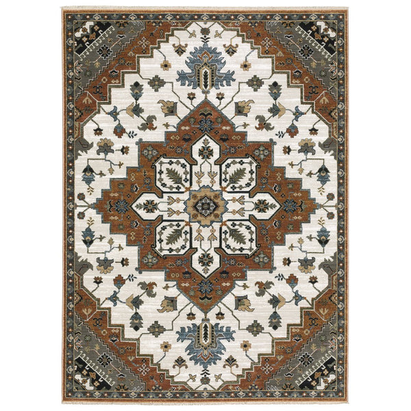 Oriental Weavers Keira Multi-tonal Area Rug - Elegant Persian Motifs In Rich Colors For A Cozy Indoor Ambiance Rust,Ivory Polyester Kkei03160235st