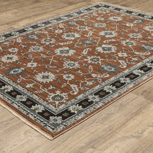 Oriental Weavers Keira Luxurious Multi-tonal Indoor Area Rug With Persian Motifs – Elegant Home Décor Accent Piece Rust,Grey Polyester Kkei05100153st