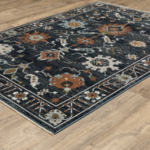 Oriental Weavers Keira Indoor Area Rug - Elegant Multi-tonal Persian Design With Rich Colors And Textured Finish Navy,Rust Polyester Kkei08160235st