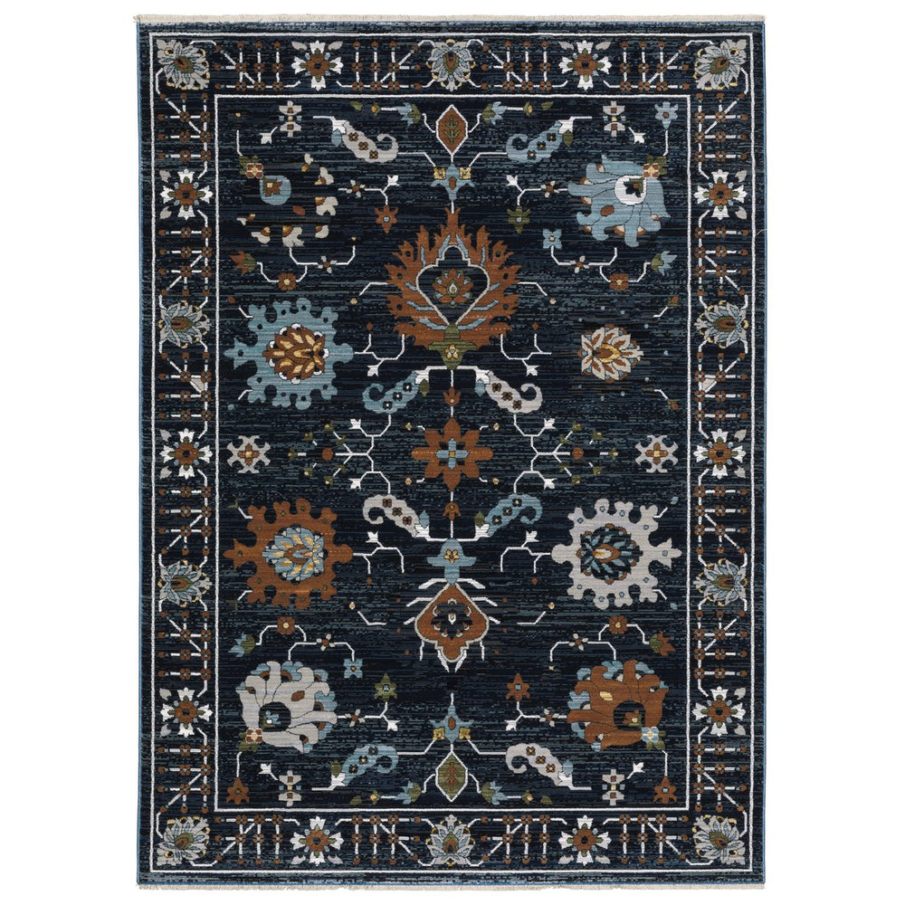 Oriental Weavers Keira Indoor Area Rug - Elegant Multi-tonal Persian Design With Rich Colors And Textured Finish Navy,Rust Polyester Kkei08160235st