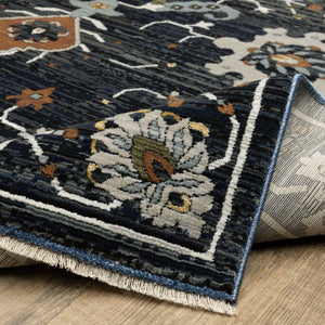 Oriental Weavers Keira Indoor Area Rug - Elegant Multi-tonal Persian Design With Rich Colors And Textured Finish Navy,Rust Polyester Kkei08160235st