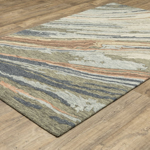 Oriental Weavers Kipton Hand-tufted Indoor Area Rug - Textured Wool Design With Organic Shades Of Blue And Gold Grey,Blue Wool Kkip04304396st