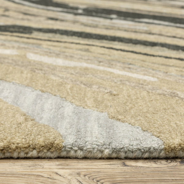 Oriental Weavers Kipton Hand-tufted Indoor Area Rug: Textural Design In Softly Saturated Blue, Green, And Copper Tones Grey,Golden Tan Wool Kkip05076243st