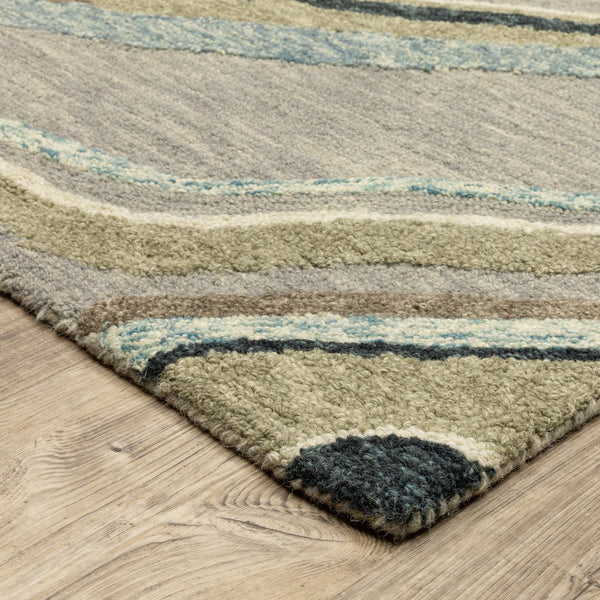 Oriental Weavers Kipton Hand-tufted Wool Area Rug – Textured Design In Soft Blue, Green, Copper, And Gold Tones Grey,Blue Wool Kkip07243304st