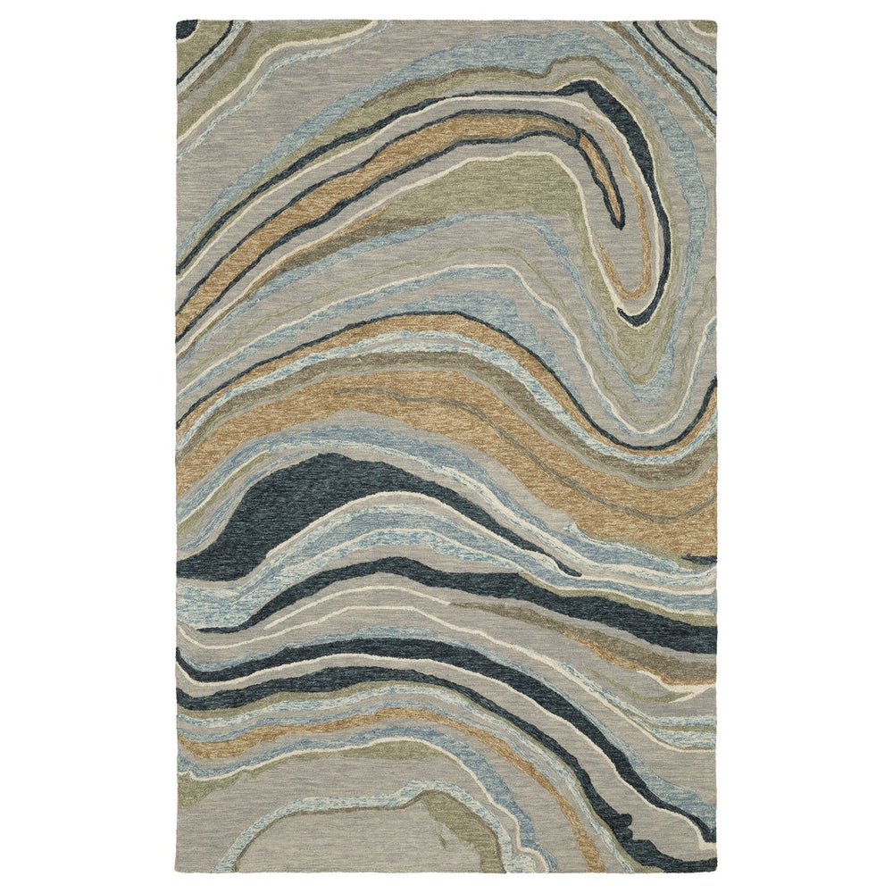 Oriental Weavers Kipton Hand-tufted Wool Area Rug – Textured Design In Soft Blue, Green, Copper, And Gold Tones Grey,Blue Wool Kkip07243304st