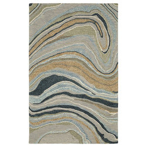 Oriental Weavers Kipton Hand-tufted Wool Area Rug – Textured Design In Soft Blue, Green, Copper, And Gold Tones Grey,Blue Wool Kkip07243304st