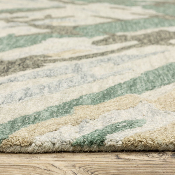 Oriental Weavers Kipton Hand-tufted Indoor Area Rug - Organic Design In Soft Blue, Green, Copper & Gold Tones Grey,Teal Wool Kkip08076243st