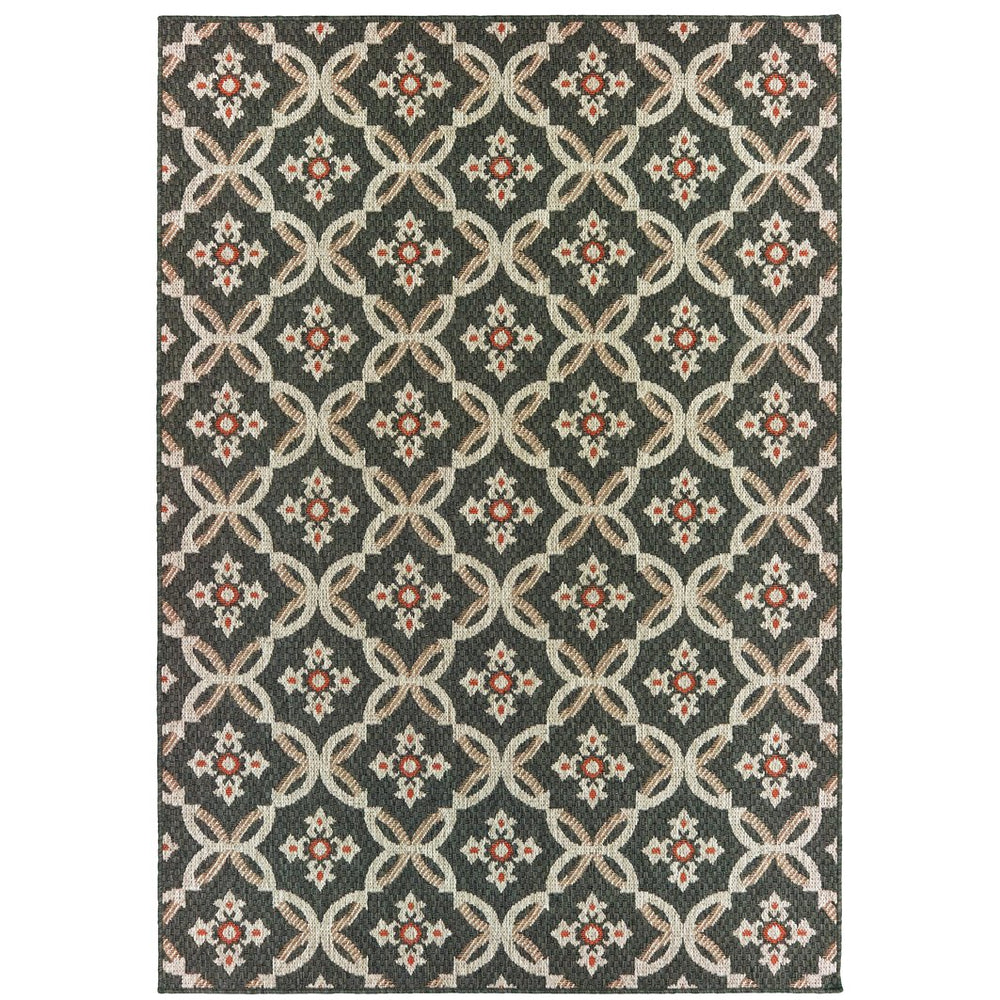 Oriental Weavers Latitude Indoor/Outdoor Area Rug - Stylish & Durable Multi-colored Design For Any Space Grey,Orange Polypropylene L1904k160220st