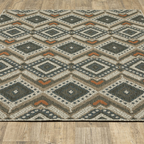 Oriental Weavers Latitude Indoor/Outdoor Area Rug - Elegant Multicolor Design In Sophisticated Patterns And Textures Grey,Orange Polypropylene L002x3240305st