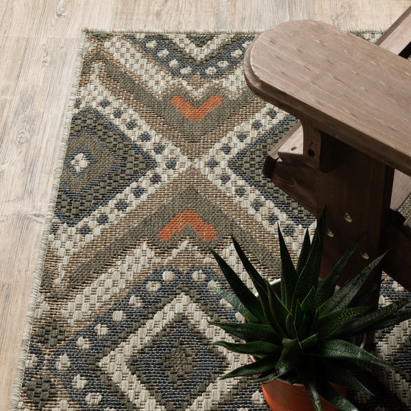 Oriental Weavers Latitude Indoor/Outdoor Area Rug - Elegant Multicolor Design In Sophisticated Patterns And Textures Grey,Orange Polypropylene L002x3240305st