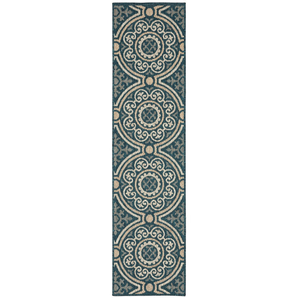 Oriental Weavers Latitude Sophisticated Indoor/Outdoor Area Rug – Stylish Patterns, Easy Care, Multi-color Design Teal,Grey Polypropylene L609b3058230st