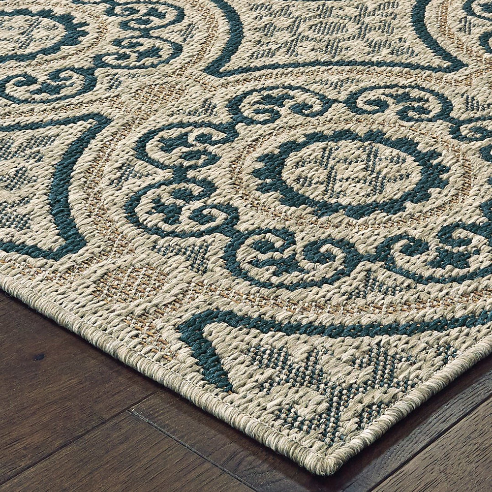 Oriental Weavers Latitude Indoor/Outdoor Area Rug - Stylish Multicolored Design, Easy Care, Perfect For Any Space Grey,Teal Polypropylene L609x3058230st