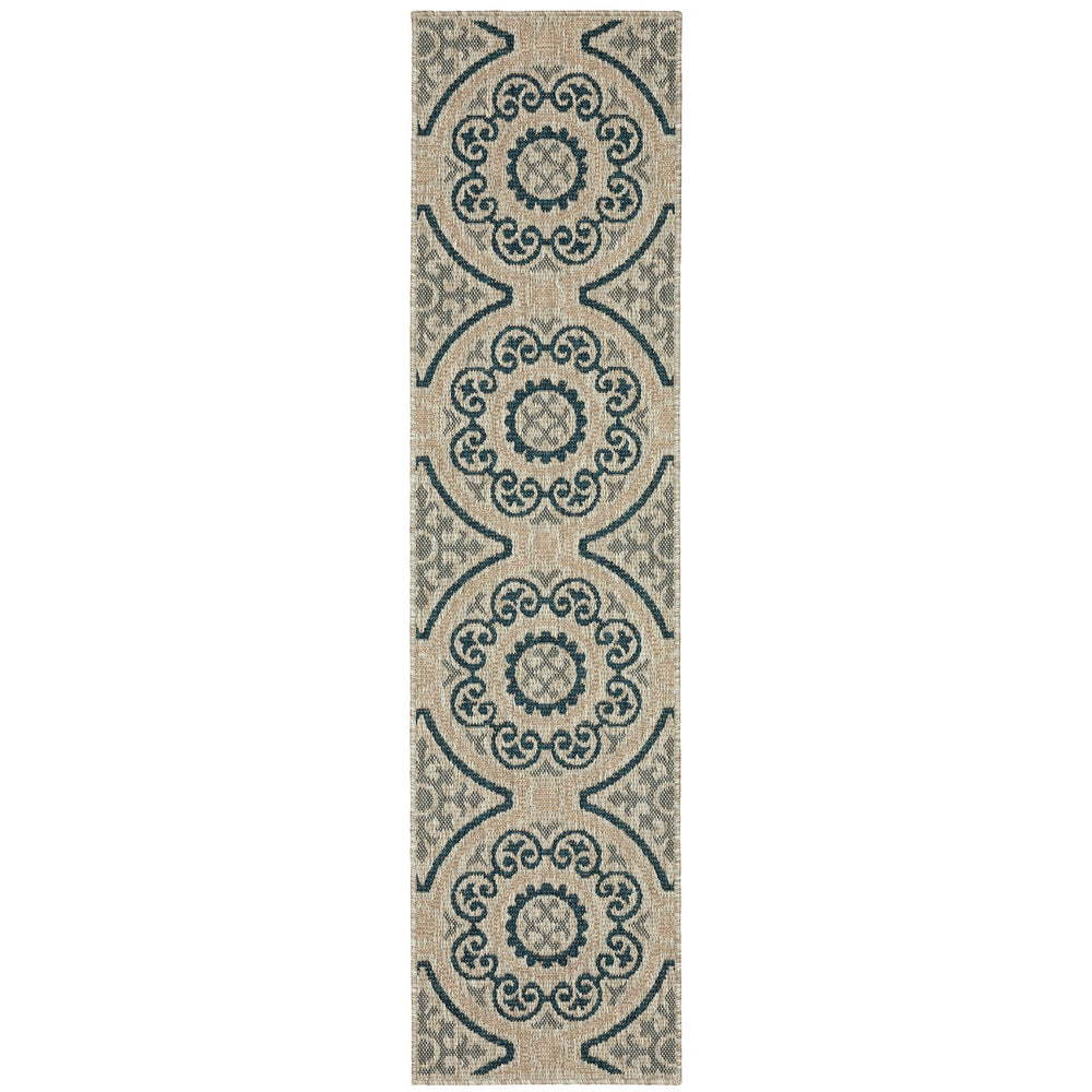 Oriental Weavers Latitude Indoor/Outdoor Area Rug - Stylish Multicolored Design, Easy Care, Perfect For Any Space Grey,Teal Polypropylene L609x3058230st
