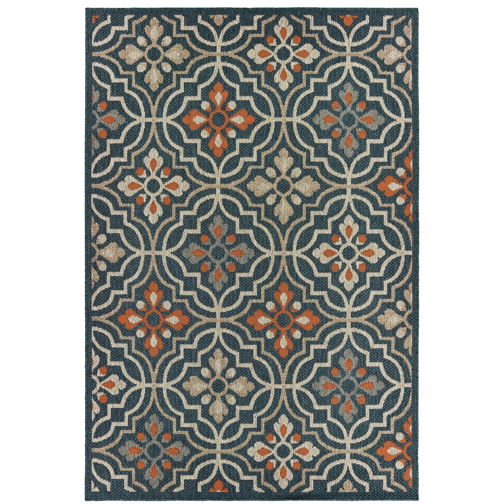 Oriental Weavers Latitude Indoor/Outdoor Area Rug - Stylish Multi-colored Design For Modern Spaces And Easy Care Teal,Orange Polypropylene L709b3100152st
