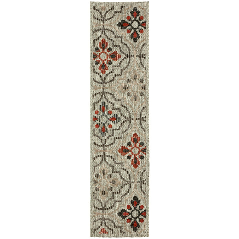 Oriental Weavers Latitude Indoor/Outdoor Area Rug - Stylish Multi-colored Design With Modern Patterns And Texture Grey,Orange Polypropylene L709y3058230st