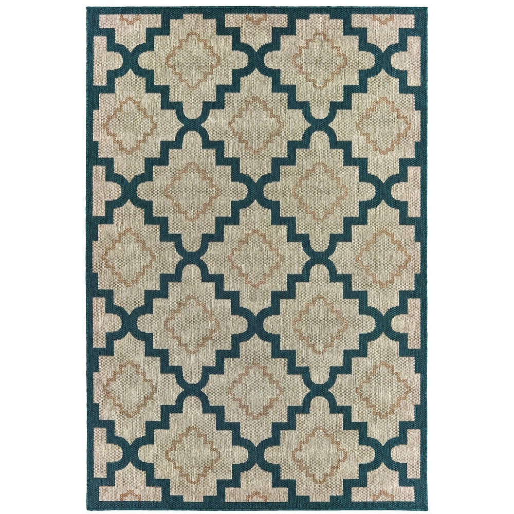 Oriental Weavers Latitude Indoor/Outdoor Area Rug – Stylish, Versatile, And Durable Design For Every Space Grey,Teal Polypropylene L804i3200280st