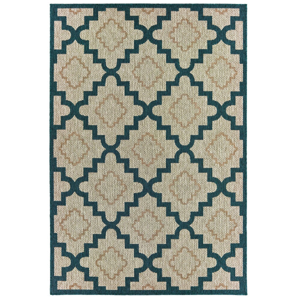 Oriental Weavers Latitude Indoor/Outdoor Area Rug – Stylish, Versatile, And Durable Design For Every Space Grey,Teal Polypropylene L804i3200280st