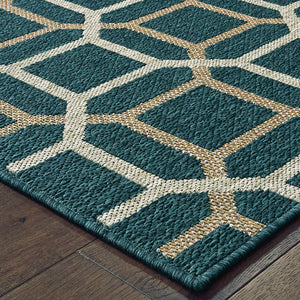 Oriental Weavers Latitude Indoor/Outdoor Area Rug – Stylish, Easy-care Design With Geometric Patterns And Colorful Accents Teal,Grey Polypropylene L806b3200280st