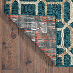 Oriental Weavers Latitude Indoor/Outdoor Area Rug – Stylish, Easy-care Design With Geometric Patterns And Colorful Accents Teal,Grey Polypropylene L806b3200280st