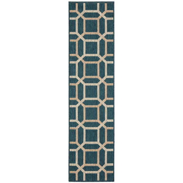 Oriental Weavers Latitude Indoor/Outdoor Area Rug – Stylish, Easy-care Design With Geometric Patterns And Colorful Accents Teal,Grey Polypropylene L806b3058230st