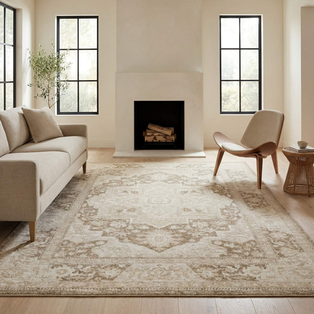 Oriental Weavers Lauren Distressed Traditional Polyester Area Rug with Soft High-low Pile for Living Rooms 5'3"x7' LLRN06160213ST