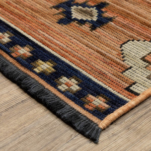 Oriental Weavers Legacy Axminster Wool Nylon Runner Rug Geometric Medallion Global Terracotta Indigo LLGY01078305ST