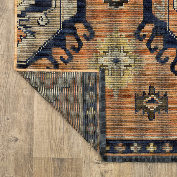 Oriental Weavers Legacy Axminster Wool Nylon Runner Rug Geometric Medallion Global Terracotta Indigo LLGY01078305ST