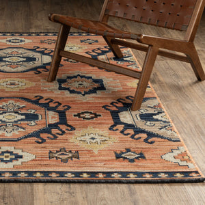 Oriental Weavers Legacy Axminster Wool Nylon Runner Rug Geometric Medallion Global Terracotta Indigo LLGY01078305ST