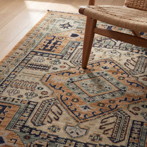 Oriental Weavers Legacy Serapi Inspired Axminster Woven Wool Nylon Area Rug with Distressed Abrash Jewel Tones 5'3" x 7'6" LLGY04160230ST