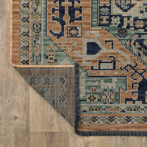 Oriental Weavers Legacy Axminster Woven Wool Nylon Runner Rug Serapi Distressed Terracotta Indigo LLGY04078305ST