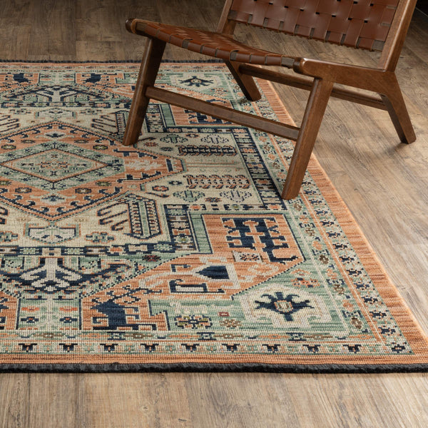 Oriental Weavers Legacy Axminster Woven Wool Nylon Runner Rug Serapi Distressed Terracotta Indigo LLGY04078305ST