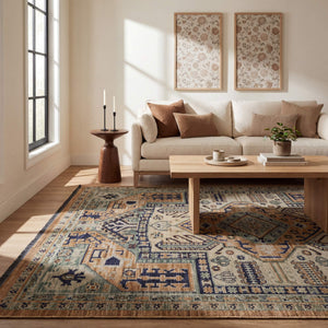 Oriental Weavers Legacy Serapi Inspired Axminster Woven Wool Nylon Area Rug with Distressed Abrash Jewel Tones 5'3" x 7'6" LLGY04160230ST