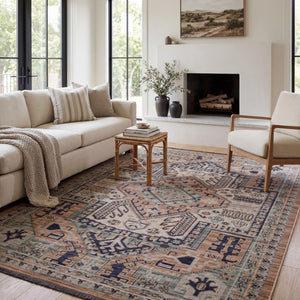 Oriental Weavers Legacy Serapi Inspired Axminster Woven Wool Nylon Area Rug with Distressed Abrash Jewel Tones 5'3" x 7'6" LLGY04160230ST