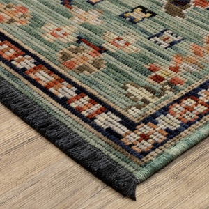 Oriental Weavers Legacy Axminster Woven Wool Nylon Area Rug Teal Floral Botanical for Living Room Decor 6'7" x 9'6" LLGY05200290ST