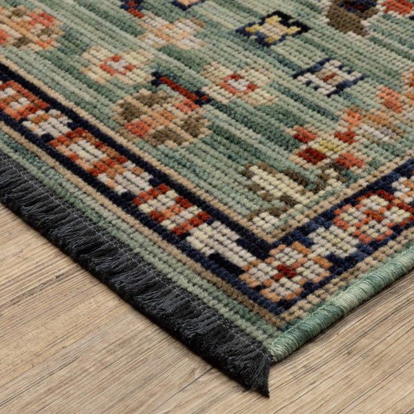 Oriental Weavers Legacy Axminster Woven Wool Nylon Area Rug Teal Floral Botanical for Living Room Decor 6'7" x 9'6" LLGY05200290ST