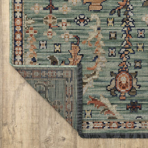 Oriental Weavers Legacy Axminster Woven Wool Nylon Area Rug Teal Floral Botanical for Living Room Decor 6'7" x 9'6" LLGY05200290ST