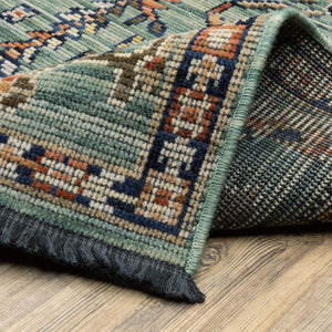 Oriental Weavers Legacy Axminster Woven Wool Nylon Area Rug Teal Floral Botanical for Living Room Decor 6'7" x 9'6" LLGY05200290ST