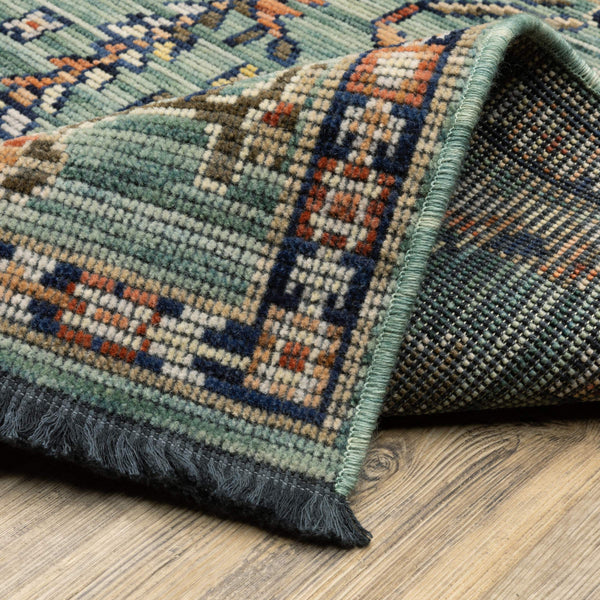 Oriental Weavers Legacy Axminster Woven Wool Nylon Area Rug Teal Floral Botanical for Living Room Decor 6'7" x 9'6" LLGY05200290ST