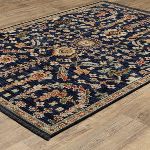 Oriental Weavers Legacy Axminster Woven Wool Nylon Floral Vine Area Rug with Jewel Tone Design and Fringe 5'3" x 7'6" LLGY06160230ST