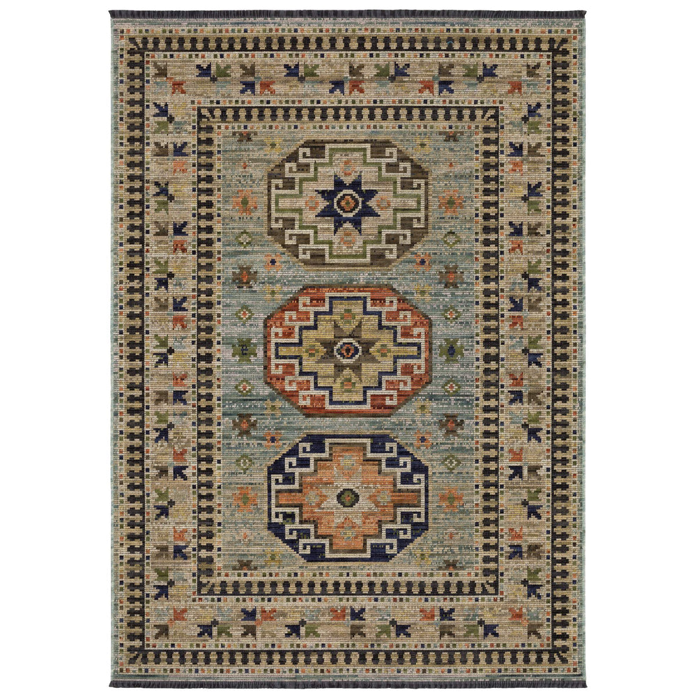 Oriental Weavers Legacy Axminster Wool Nylon Area Rug with Medallion Design and Jewel Tone Fringe for Living Room 3'3" x 5' LLGY10100152ST