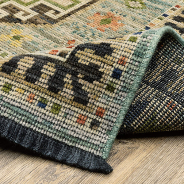 Oriental Weavers Legacy Axminster Wool Nylon Runner Rug Teal Medallion for Living Room Hallway LLGY10078305ST