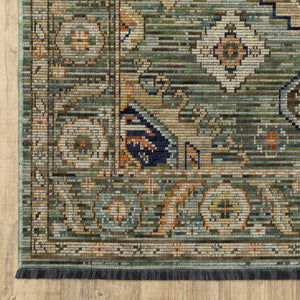 Oriental Weavers Legacy Axminster Woven Wool Nylon Area Rug with Medallion and Botanical Border Fringe Accent 5'3" x 7'6" LLGY12160230ST