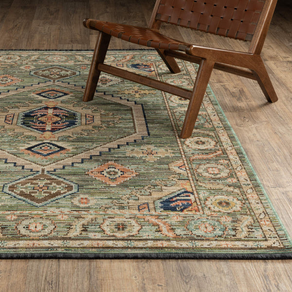 Oriental Weavers Legacy Axminster Woven Wool Nylon Area Rug with Medallion and Botanical Border Fringe Accent 5'3" x 7'6" LLGY12160230ST