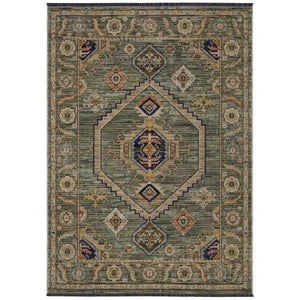 Oriental Weavers Legacy Axminster Woven Wool Nylon Area Rug with Medallion and Botanical Border Fringe Accent 5'3" x 7'6" LLGY12160230ST