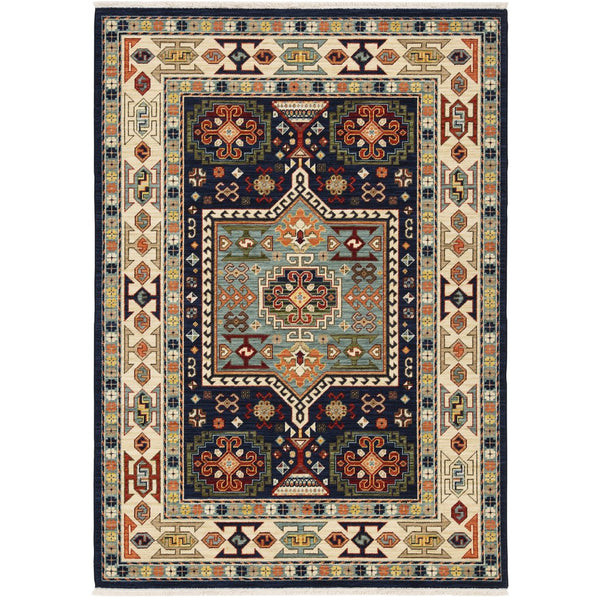 Oriental Weavers Lilihan Indoor Area Rug - Beautifully Woven Persian Design With Bohemian Flair For Any Space Blue,Ivory Wool L041h6100153st