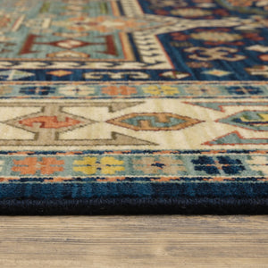 Oriental Weavers Lilihan Indoor Area Rug - Beautifully Woven Persian Design With Bohemian Flair For Any Space Blue,Ivory Wool L041h6100153st